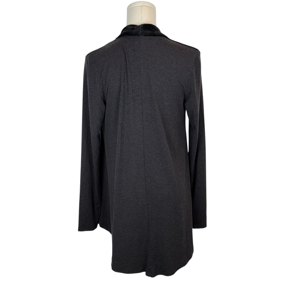 Alembika Velour & Knit Jersey V neck Long Sleeve Tunic Top Sz 1/Small Black - Picture 5 of 13